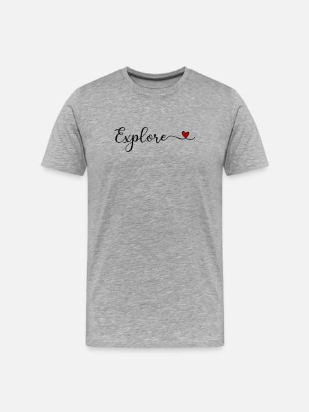 Erkunde Typografie mit Herz - Männer Premium Bio T-Shirt - Grau meliert