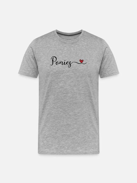 Ponies Herz - Männer Premium Bio T-Shirt - Grau meliert