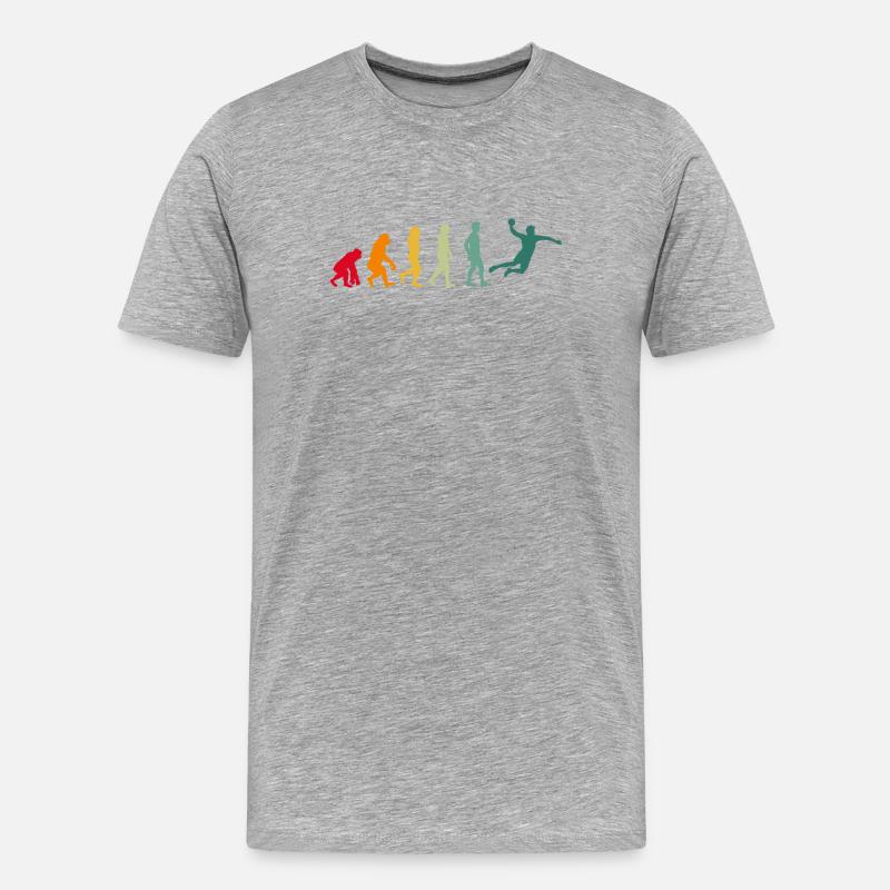 Handball Evolution Entwicklung Handballer retro - Männer Premium Bio T-Shirt - Grau meliert