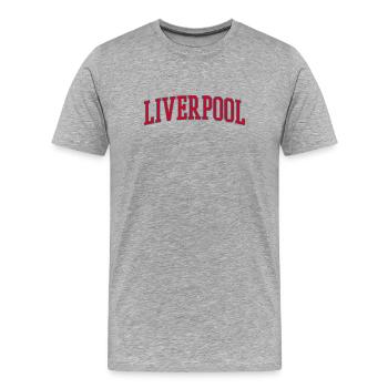 Liverpool Varsity Lettering Design - Men's Premium Organic T-Shirt - heather grey - Front - Damien (186cm)