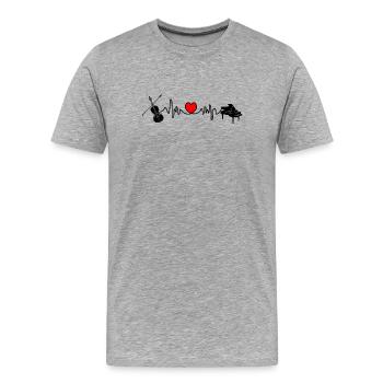 Herzfrequenz Herz-Kreislauf mit Geige und Klavier - Männer Premium Bio T-Shirt - Grau meliert - Vorne - Damien (186cm)