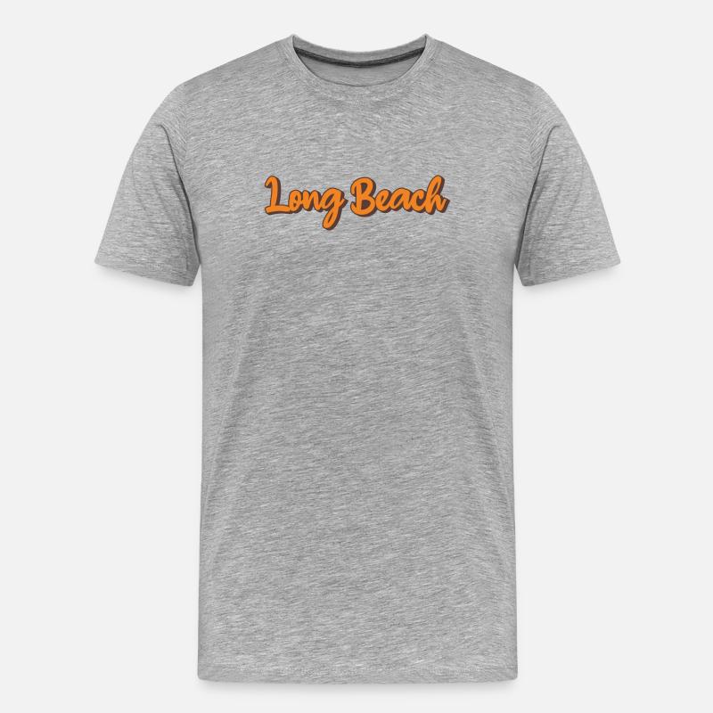 Script rétro de Long Beach - T-shirt bio Premium Homme - gris chiné