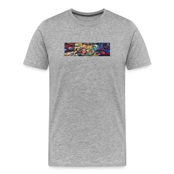 Tourbillon Cosmique Abstrait Nébuleuse - T-shirt bio Premium Homme - gris chiné - Devant - Damien (186cm)