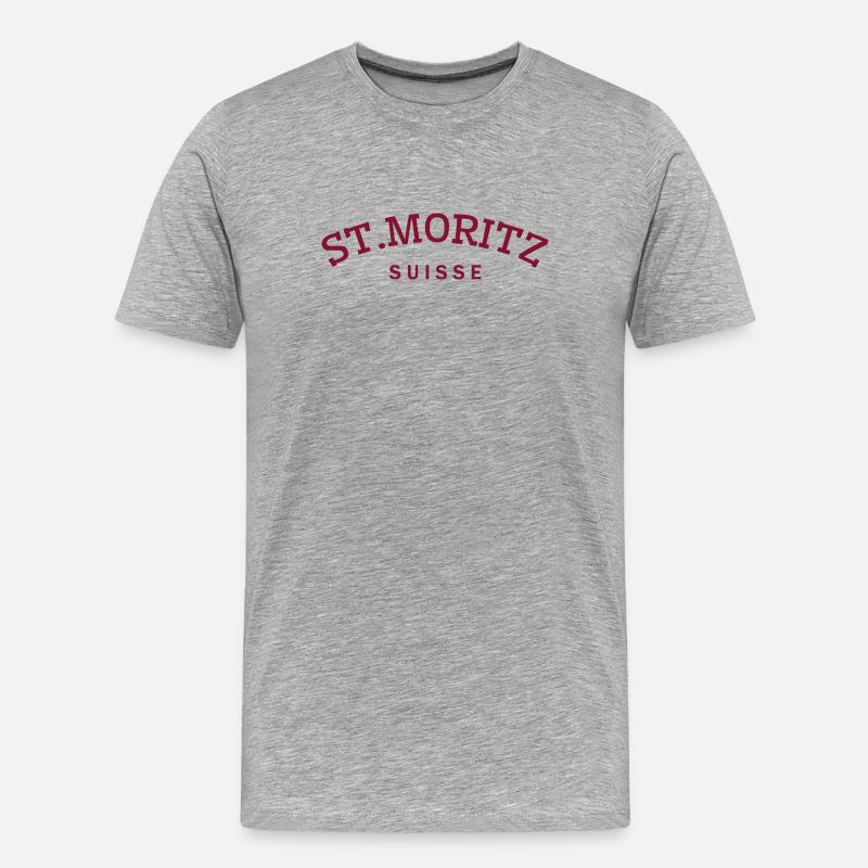 St. Moritz - Suisse - Schweiz - Swiss - Männer Premium Bio T-Shirt - Grau meliert