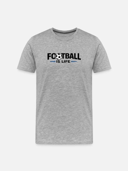 Fußball ist Leben - Männer Premium Bio T-Shirt - Grau meliert