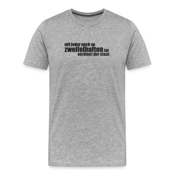 zweifelhafte Taten - Männer Premium Bio T-Shirt - Grau meliert - Vorne - Damien (186cm)