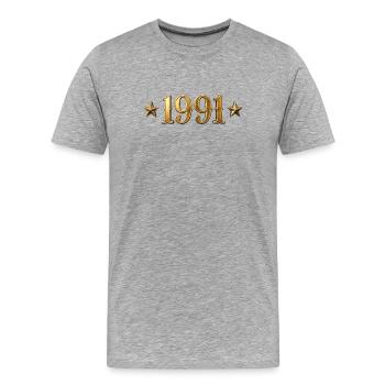 1991 Vintage Gold Stars - Men's Premium Organic T-Shirt - heather grey - Front - Damien (186cm)