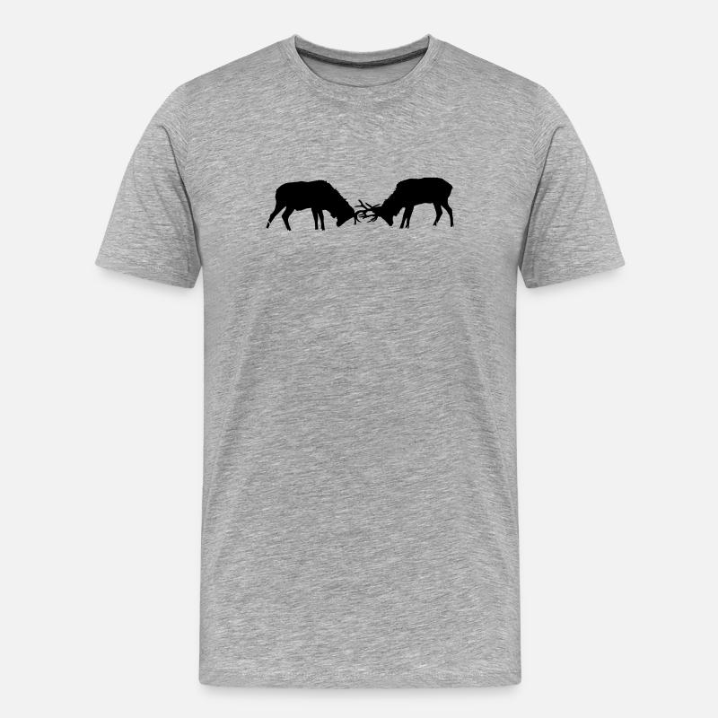 Hirsch - Männer Premium Bio T-Shirt - Grau meliert