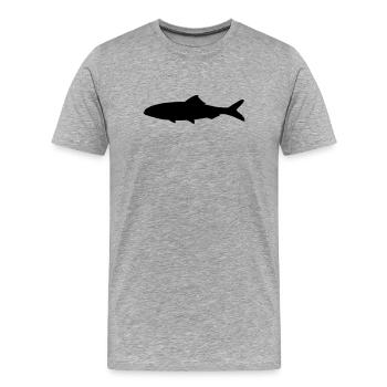 Fish shadow figure logo fisherman, fish stall - Men's Premium Organic T-Shirt - heather grey - Front - Damien (186cm)