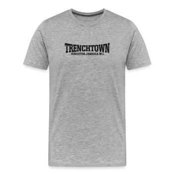 trenchtown noir - T-shirt bio Premium Homme - gris chiné - Devant - Damien (186cm)
