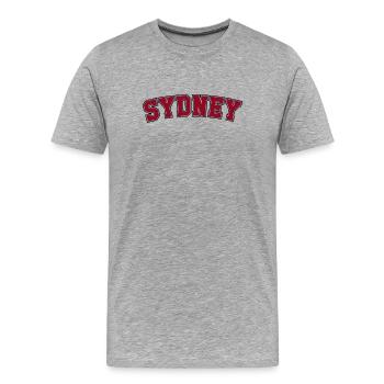 Sydney Varsity Schriftzug Arch - Männer Premium Bio T-Shirt - Grau meliert - Vorne - Damien (186cm)