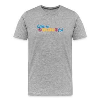 Life is colourful - Men's Premium Organic T-Shirt - heather grey - Front - Damien (186cm)