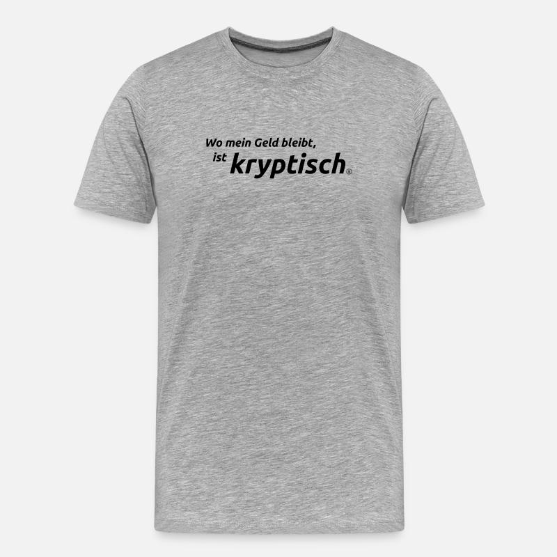 Krypto - Männer Premium Bio T-Shirt - Grau meliert