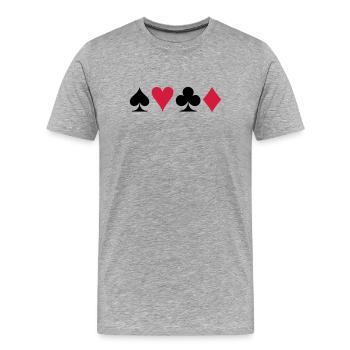 Poker (V) - Men's Premium Organic T-Shirt - heather grey - Front - Damien (186cm)