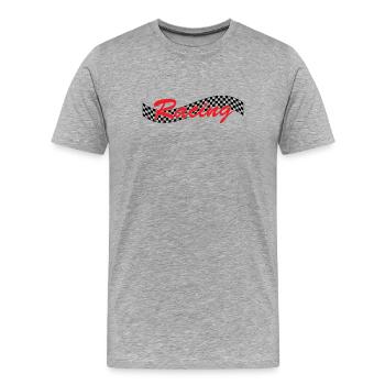 Racing Checked Flag - Car Auto Bike Race - Men's Premium Organic T-Shirt - heather grey - Front - Damien (186cm)