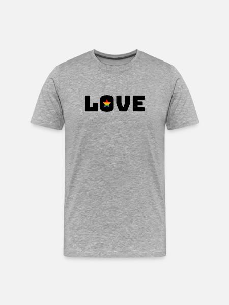 Love Star Rainbow black - Men's Premium Organic T-Shirt - heather grey