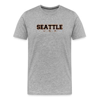 Seattle U.S.A. Schriftzug - Männer Premium Bio T-Shirt - Grau meliert - Vorne - Damien (186cm)