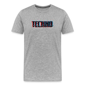 Techno Blue Neon Overprint Typografie - Männer Premium Bio T-Shirt - Grau meliert - Vorne - Damien (186cm)