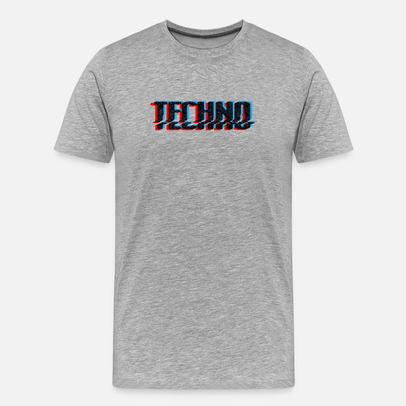 Techno Blue Neon Overprint Typography - Men's Premium Organic T-Shirt - heather grey