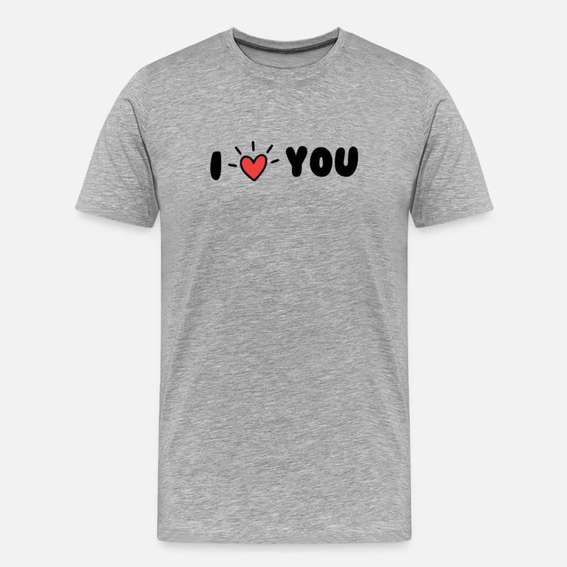 Ich liebe dich - Männer Premium Bio T-Shirt - Grau meliert