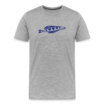 POISSON CŒUR - T-shirt bio Premium Homme - gris chiné - Devant - Damien (186cm)