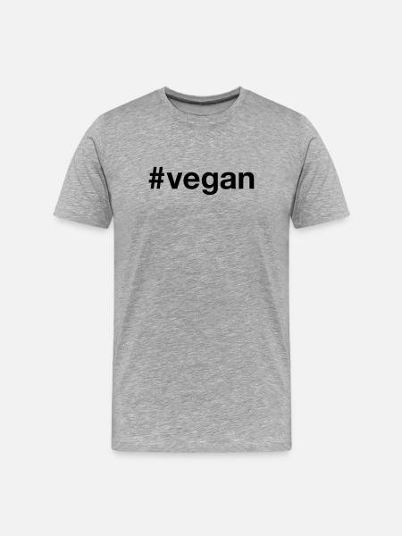 VEGAN Hashtag Veganer Vege - Ekologiczna koszulka męska Premium - szary melanż