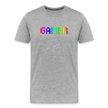 Spieler - Männer Premium Bio T-Shirt - Grau meliert - Vorne - Damien (186cm)