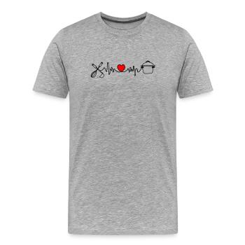 Cuisiner est mon cardio - T-shirt bio Premium Homme - gris chiné - Devant - Damien (186cm)