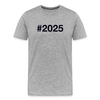 2025 Hashtag - Männer Premium Bio T-Shirt - Grau meliert - Vorne - Damien (186cm)