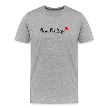 THANK YOU. MISTRESS. MASTER. THANK YOU MISTRESS - Men's Premium Organic T-Shirt - heather grey - Front - Damien (186cm)