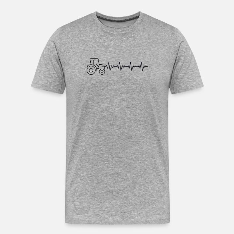 Traktor Bauer EKG Herzschlag - Männer Premium Bio T-Shirt - Grau meliert