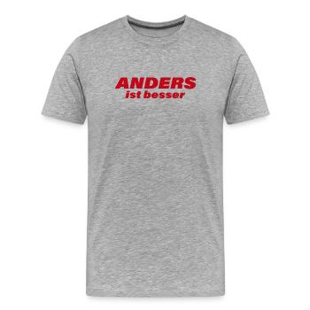 ANDERS IST BESSER - Männer Premium Bio T-Shirt - Grau meliert - Vorne - Damien (186cm)