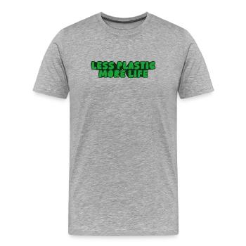 less plastic more life - Men's Premium Organic T-Shirt - heather grey - Front - Damien (186cm)