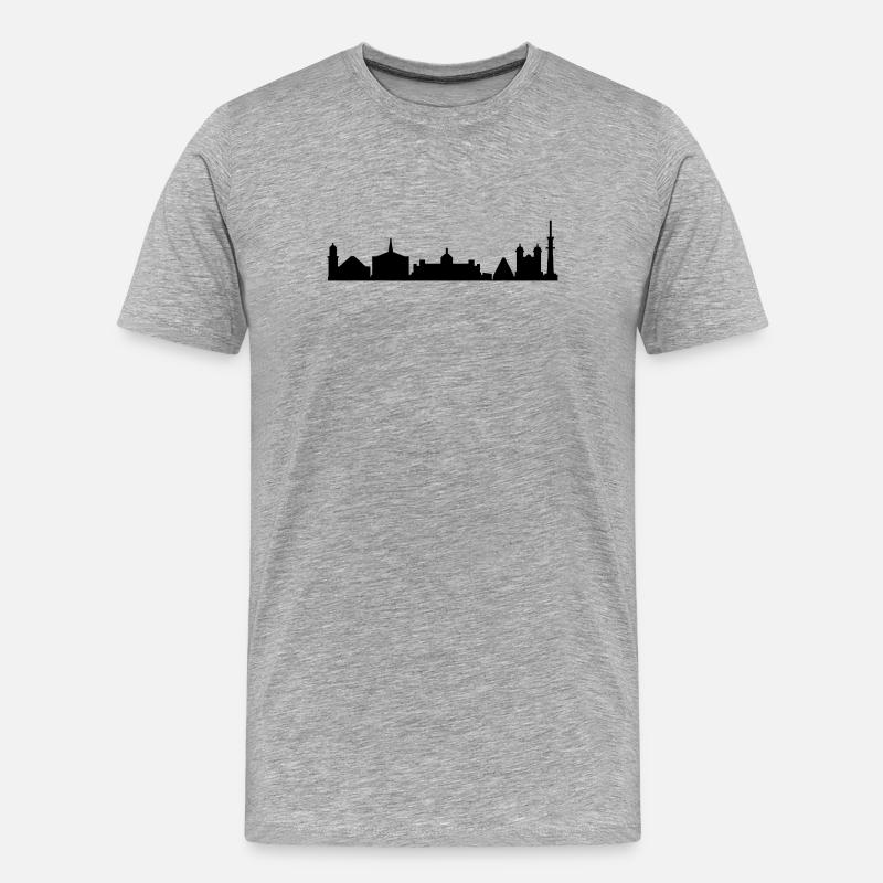 Skyline von Karlsruhe - Männer Premium Bio T-Shirt - Grau meliert