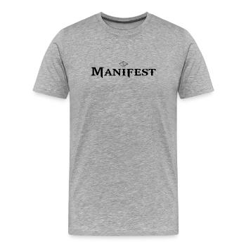 MANIFEST – Erschaffe aus deinem Inneren - Männer Premium Bio T-Shirt - Grau meliert - Vorne - Damien (186cm)