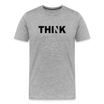 THINK - Männer Premium Bio T-Shirt - Grau meliert - Vorne - Damien (186cm)