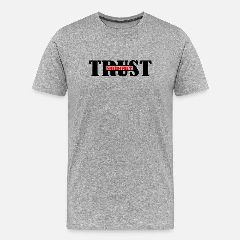 Vertraue niemandem - Männer Premium Bio T-Shirt - Grau meliert