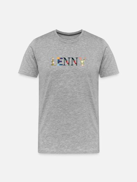 LENNY name decorated with flowers - Men's Premium Organic T-Shirt - heather grey