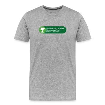 A survécu à une autre famille Noël Gamer drôle - T-shirt bio Premium Homme - gris chiné - Devant - Damien (186cm)