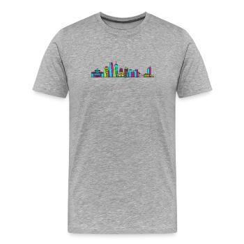 Hanoi City Skyline One Pillar Pagoda Art - Men's Premium Organic T-Shirt - heather grey - Front - Damien (186cm)