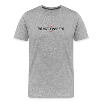 Brautjungfer Herz Junggesellinenabschied - Männer Premium Bio T-Shirt - Grau meliert - Vorne - Damien (186cm)