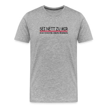 Sei nett zu mir - Männer Premium Bio T-Shirt - Grau meliert - Vorne - Damien (186cm)