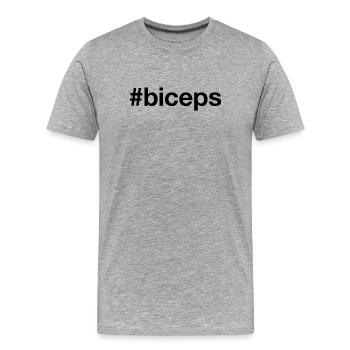 BICEPS Biceps Hashtag Entraînement musculaire Dumbbell Gym - T-shirt bio Premium Homme - gris chiné - Devant - Damien (186cm)