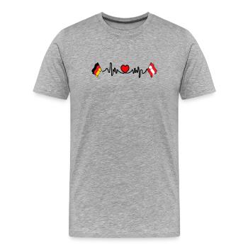 Cardio coeur avec drapeau Allemagne, drapeau autriche - T-shirt bio Premium Homme - gris chiné - Devant - Damien (186cm)