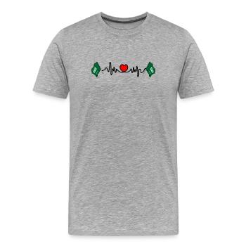 Cardio de fréquence cardiaque pour l’Arabie saoudite - T-shirt bio Premium Homme - gris chiné - Devant - Damien (186cm)