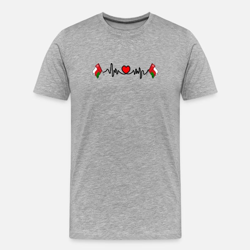 Herzfrequenz-Cardio für Oman - Männer Premium Bio T-Shirt - Grau meliert