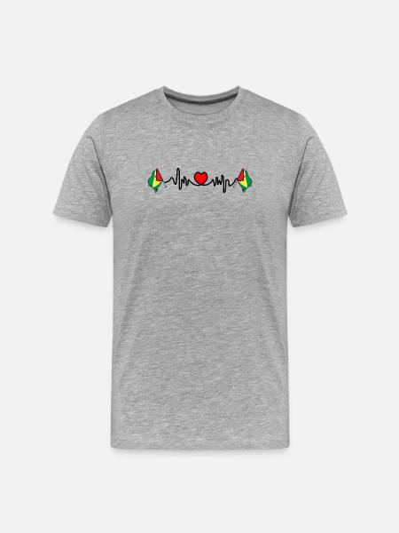 Herzfrequenz-Cardio für Guyana - Männer Premium Bio T-Shirt - Grau meliert