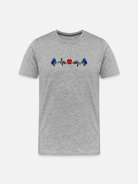 Herzfrequenz-Cardio für Curacao - Männer Premium Bio T-Shirt - Grau meliert