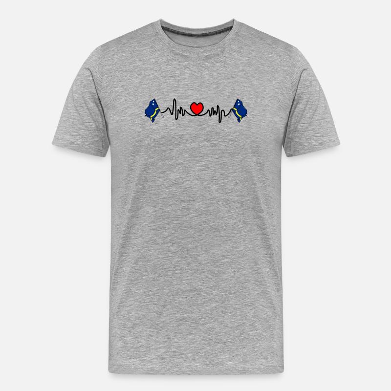Herzfrequenz-Cardio für Curacao - Männer Premium Bio T-Shirt - Grau meliert
