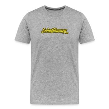 Schaffhausen Script Lettering - Men's Premium Organic T-Shirt - heather grey - Front - Damien (186cm)